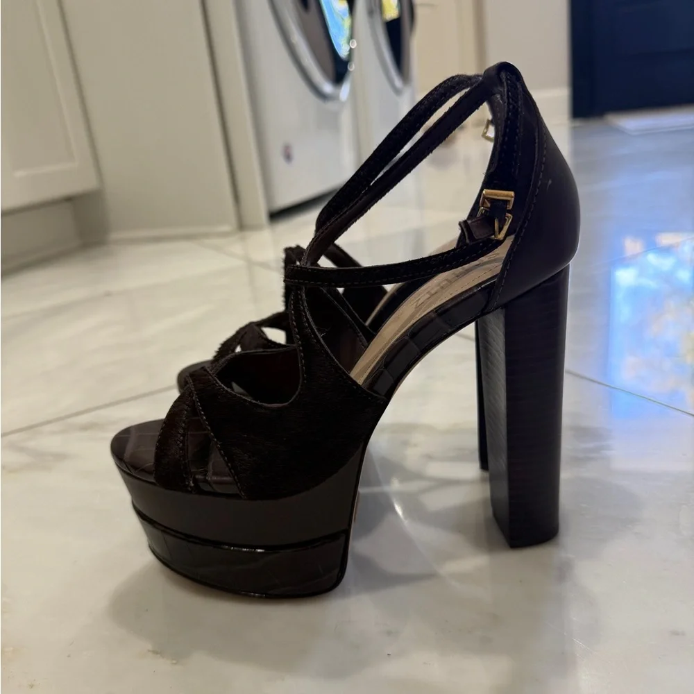 SCHUTZ vintage Dark Brown Platform high heels Sandals - Picture 4 of 7